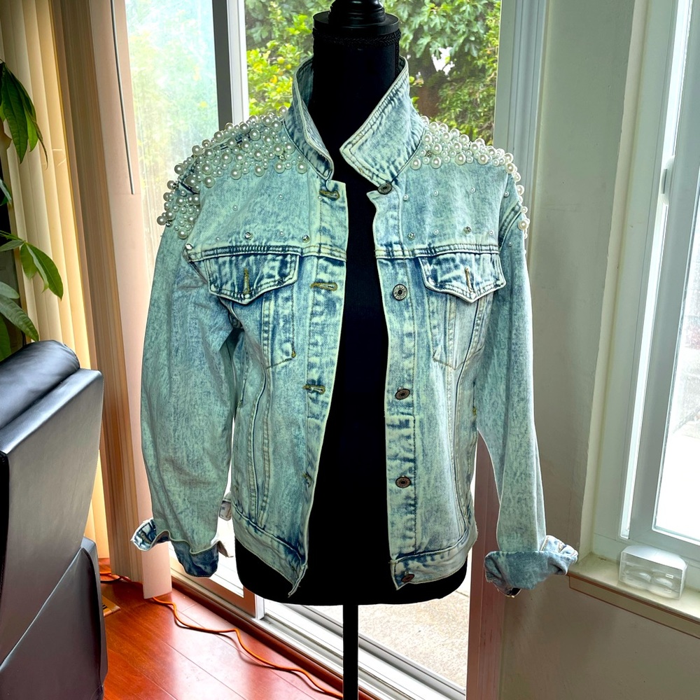Jean Jacket with Pearl Embellishments
